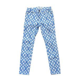 Vineyard Vines Girls Blue/White Pattern Adjustable Waist Denim Skinny Je…